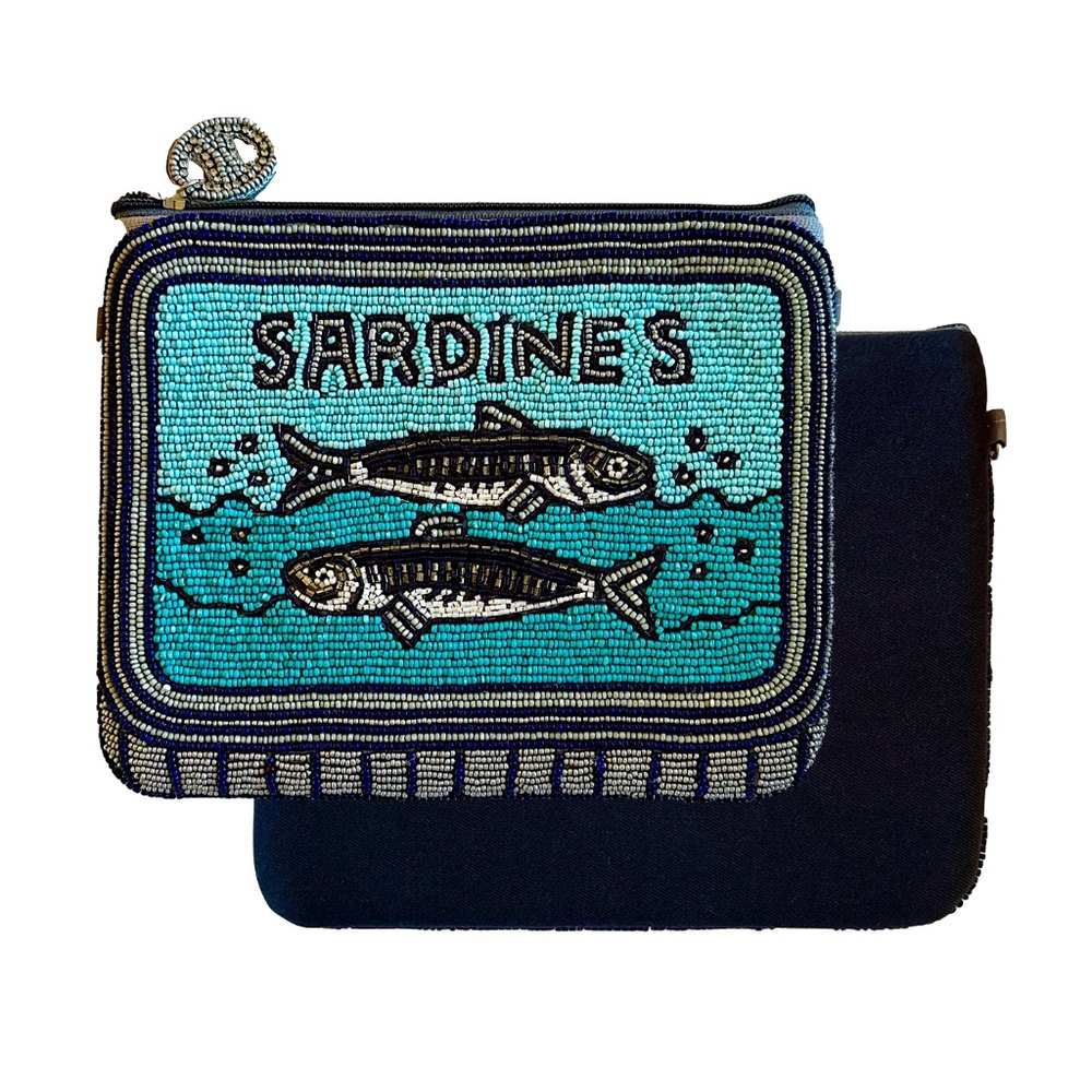 Lily Posh Sardines in Tin Can Crossbody Mini Clutch Bag, Sardine Fish Sea Life - Picture 3 of 4